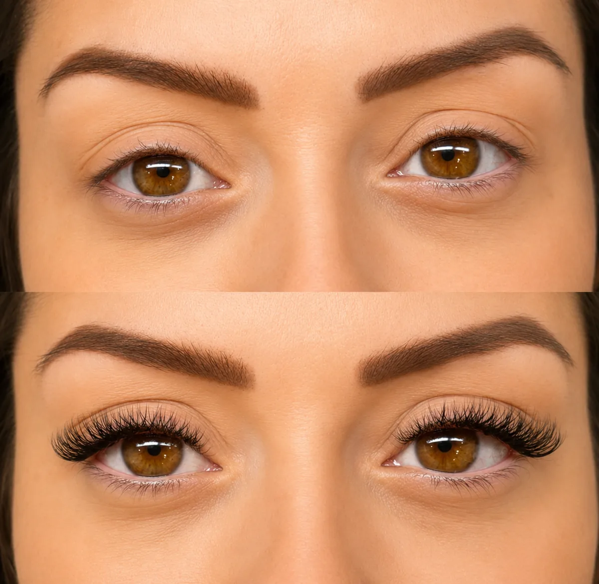 Avant et après volume brésilien extensions de cils