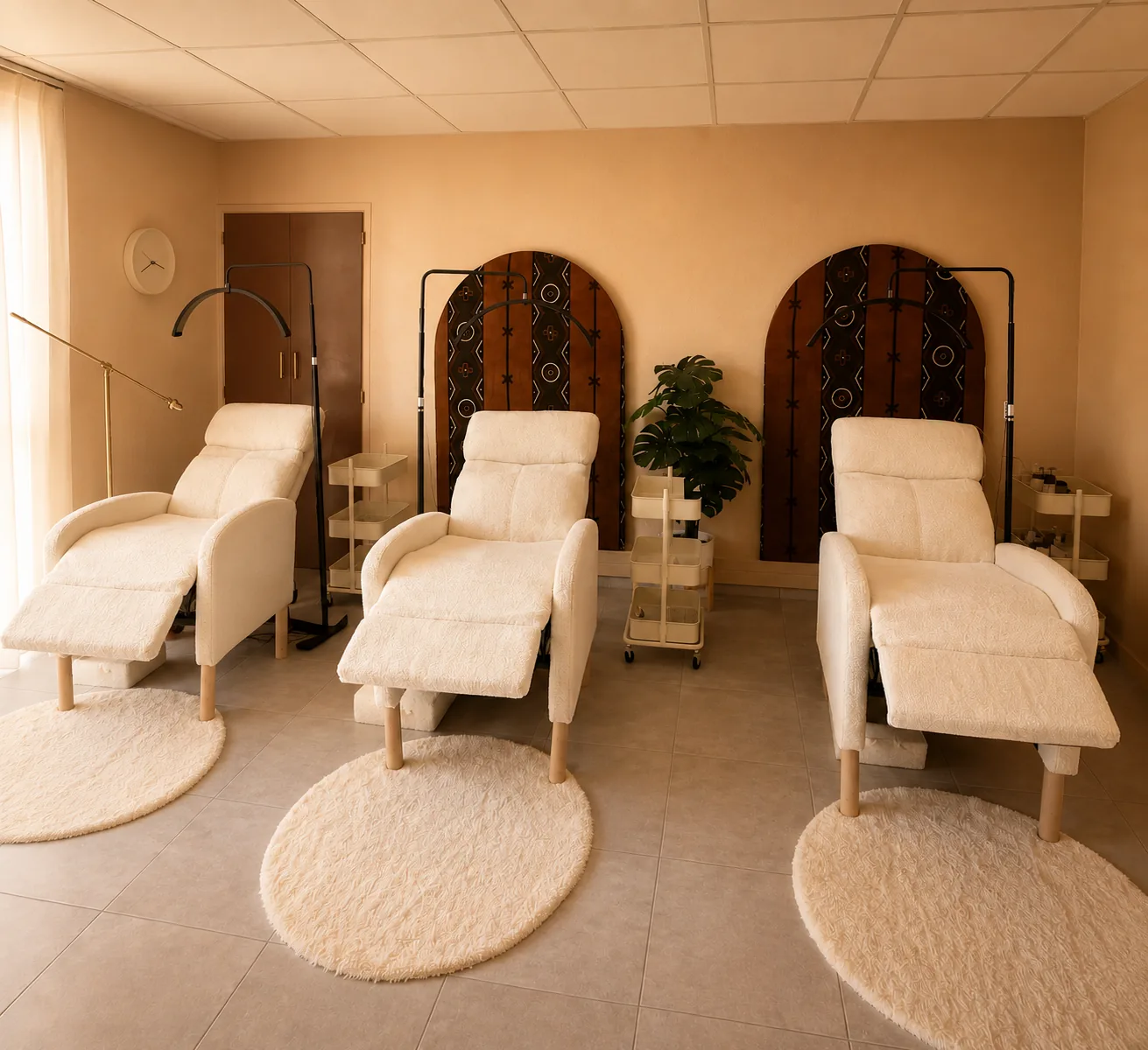 Espace soins avec fauteuils d'extensions de cils